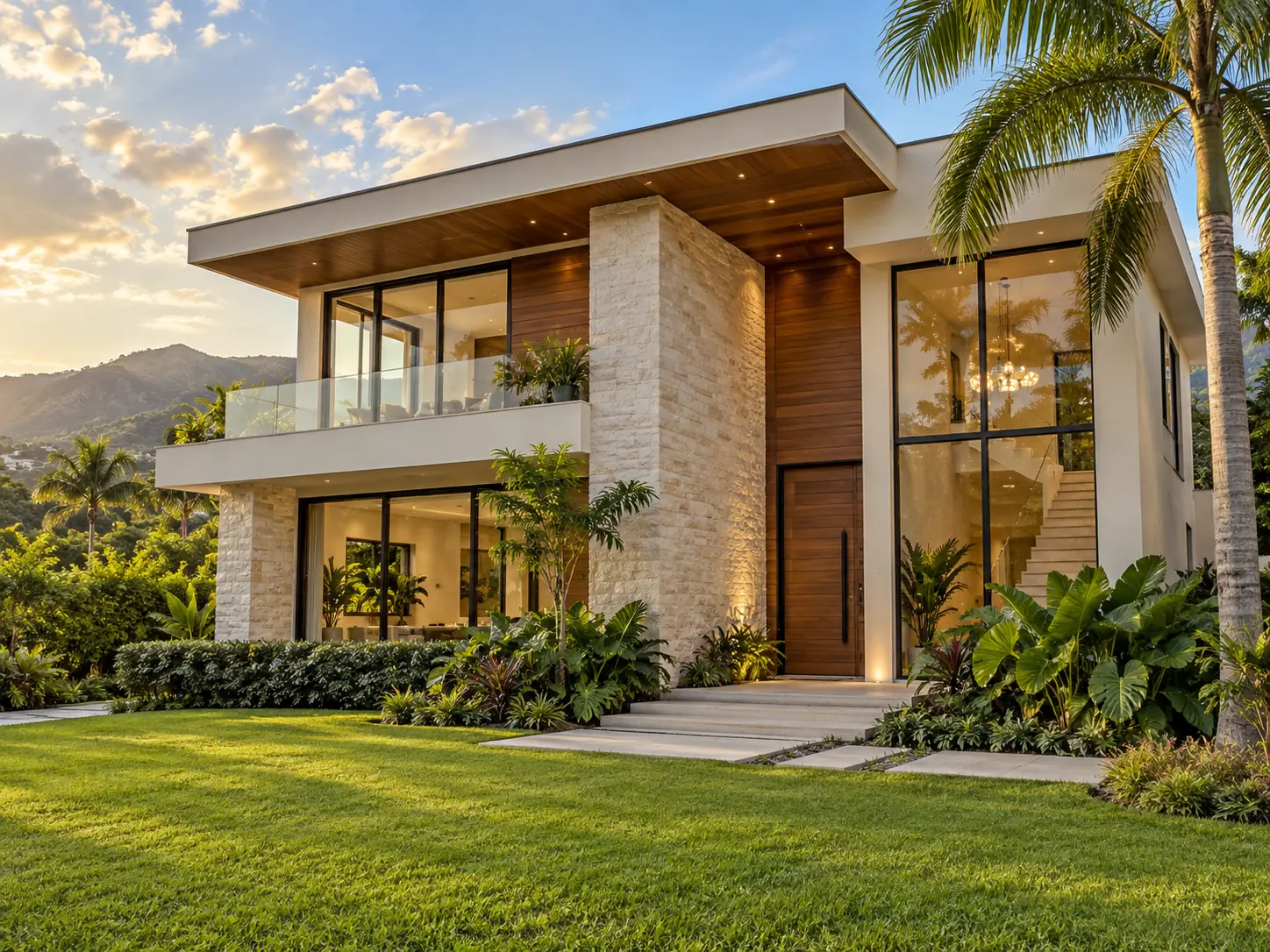 Casa moderna con jardín